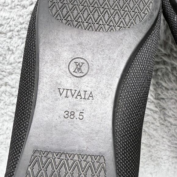 Vivaia Addriane Womens Size 7.5 Pointed Toe Bow Flats Black Knit - Picture 10 of 10